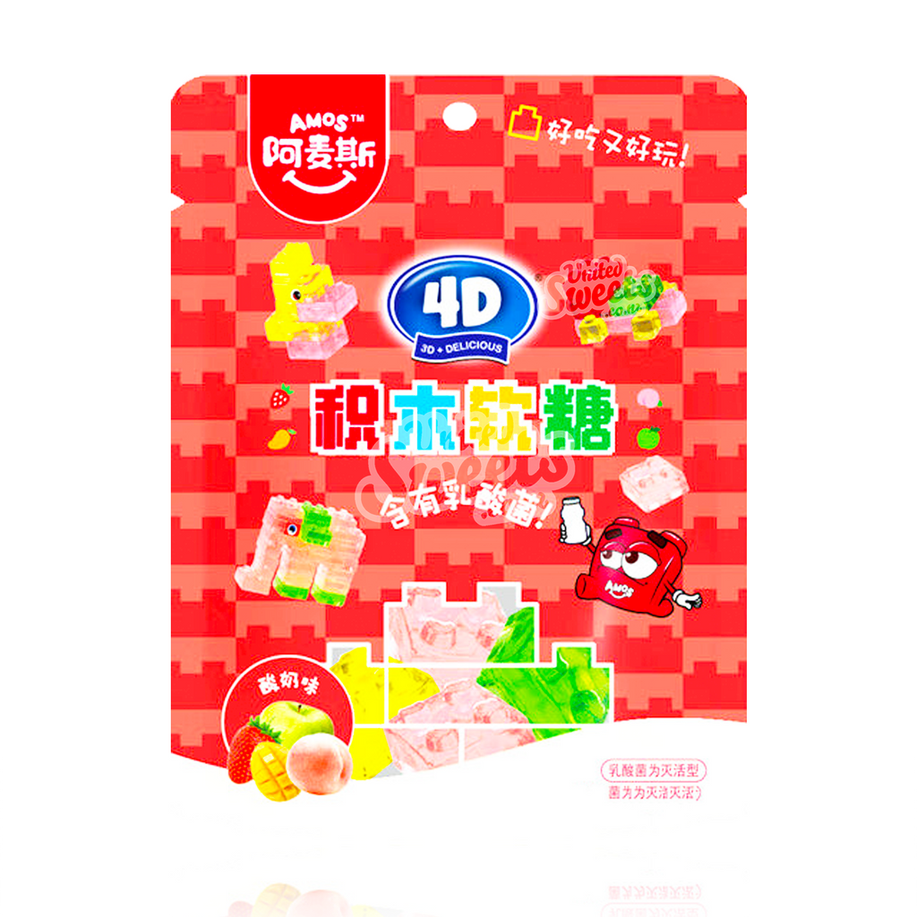 Amos 4D Building Blocks FRUIT & YOGURT Gummy Candy 28g