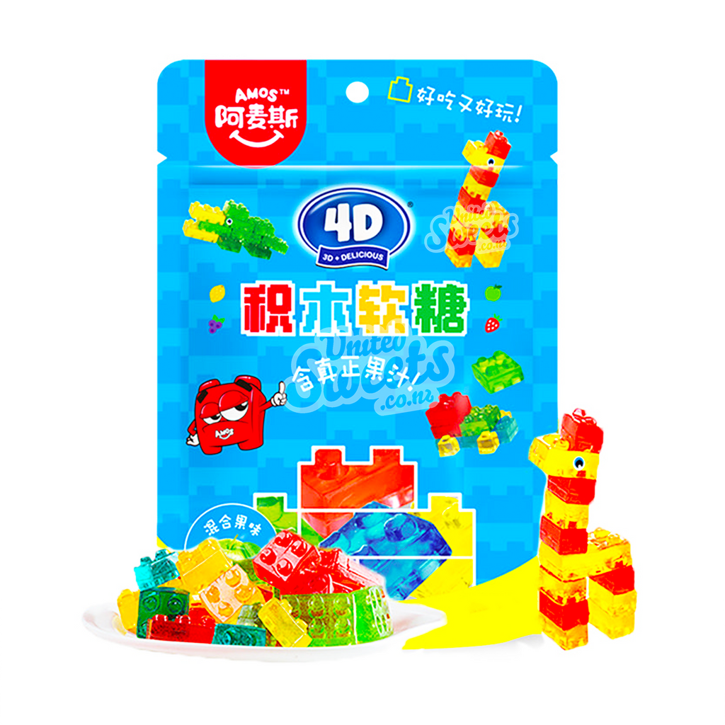 Amos 4D Building Blocks FRUIT Gummy Candy 28g