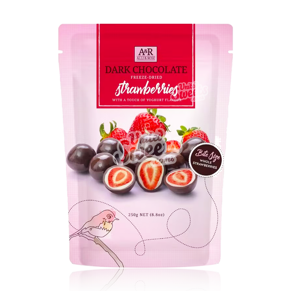 ALLI & ROSE Dark Chocolate Freeze Dried Strawberries 250g