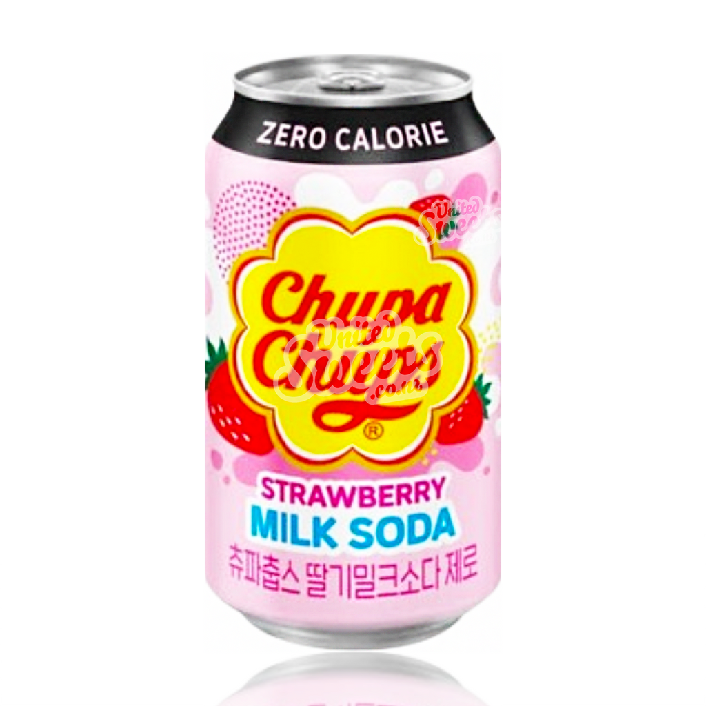 Chupa Chups Strawberry Milk Soda Zero Calorie 345ml – United Sweets