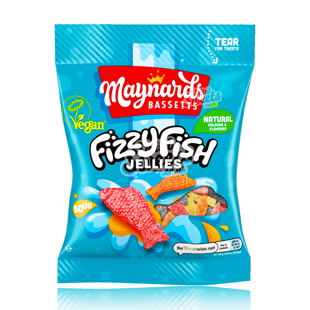 Maynards Bassetts Fizzy Fish Jellies (Sour) 130g -UK Made