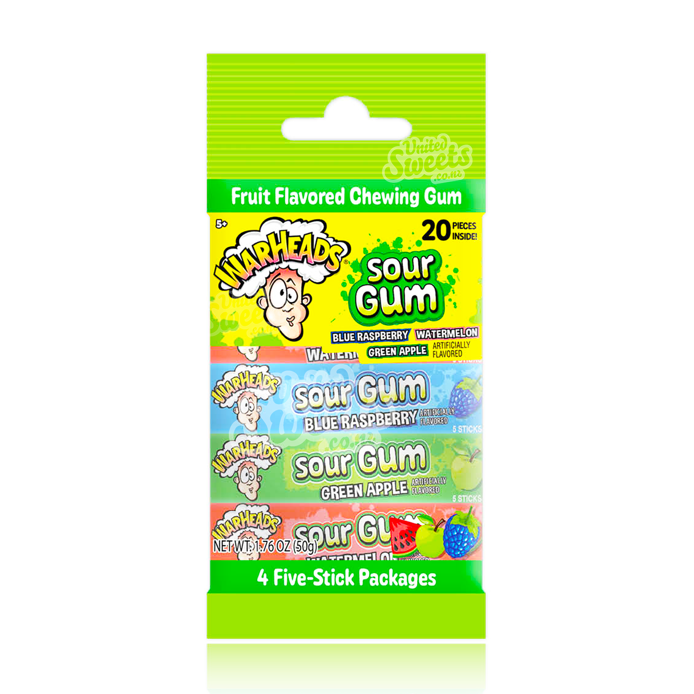 Warheads Sour Gum 4pk 50g – United Sweets